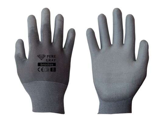 Rękawice ochronne PURE GRAY poliuretan, rozmiar 8