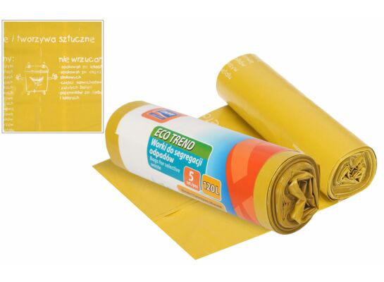 Worki na śmieci Eco Trend 120 l, 5 szt. żółte (plastik)