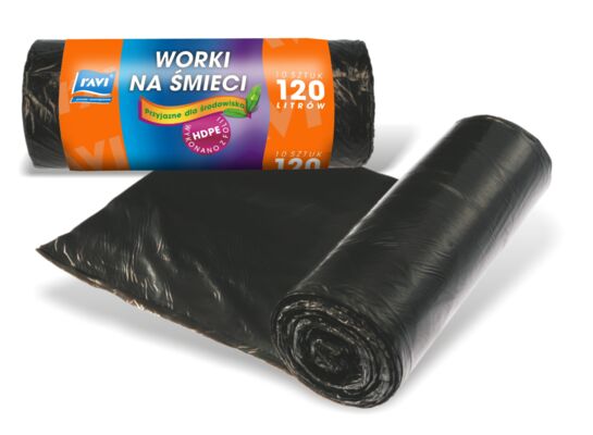 Worek na śmieci 120 l - 10 sztuk HDPE Ravi