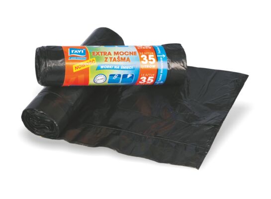 Worek na śmieci Extra Mocny 35 l z taśmą - 15 sztuk HD/LD Ravi