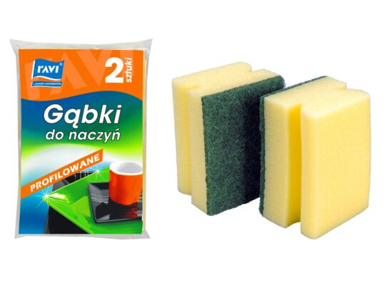 Gąbka do naczyń profilowana 2 sztuki Ravi