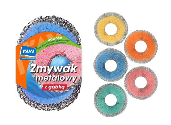 Zmywak metalowy z gąbką Ravi
