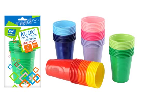 Kubek do zimnych napojów Rainbow 200 ml 6 sztuk Ravi 