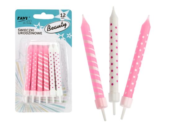 Świeczki urodzinowe Beauty 12 sztuk Ravi