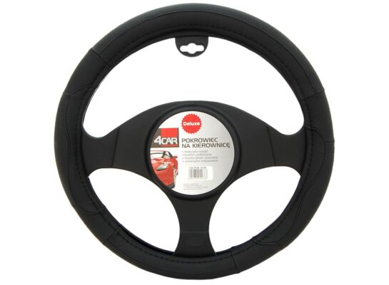 Pokrowiec kierownicy DeLuxe skóra czarny 4Car