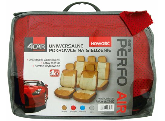 Pokrowce na siedzenia PERFO-AIR czerwone 4Car