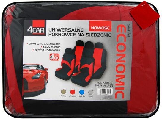 Pokrowce na siedzenia ECONOMIC czerwone 4Car