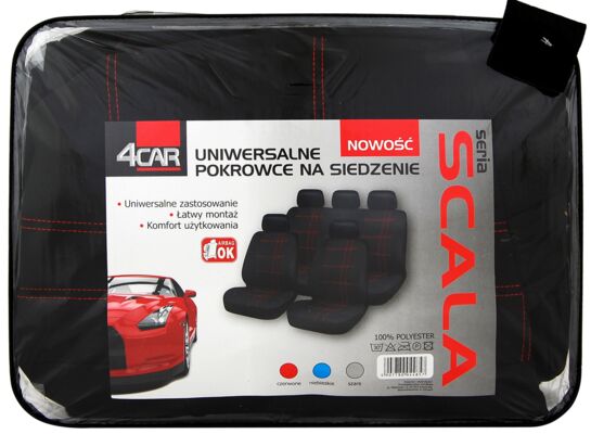 Pokrowce na siedzenia SCALA czerwone 4Car