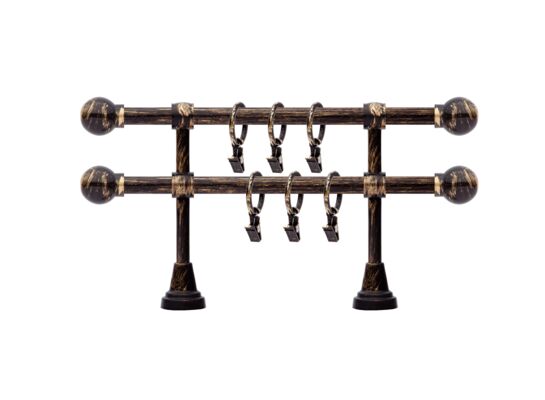 Karnisz czarno-złoty OLA Ø16 mm Kulka 240 cm II podwójny 