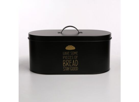 Chlebak owalny czarny matowy ze złotymi napisami 34 x 18 x 15 cm