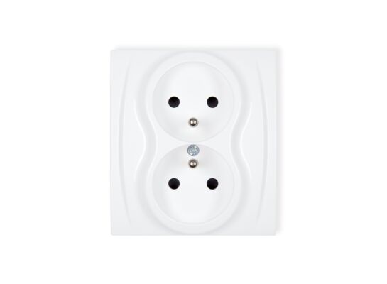 Gniazdo podwójne z uziemieniem białe Logo