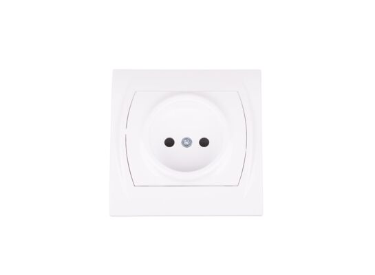 Gniazdo bez uziemienia białe Logo