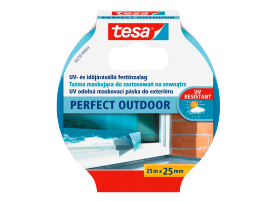 Taśma malarska maskująca Perfect Outdoor odporna na promieniowanie UV 25 m x 25 mm niebieska tesa®