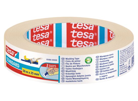 Taśma malarska maskująca Standard 50 m x 25 mm beżowa tesa®