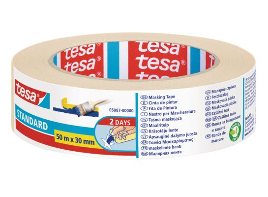 Taśma malarska maskująca Standard 50 m x 30 mm beżowa tesa®