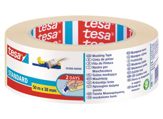 Taśma malarska maskująca Standard 50 m x 38 mm beżowa tesa®