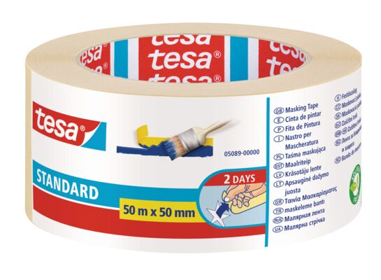 Taśma malarska maskująca Standard 50 m x 50 mm beżowa tesa®