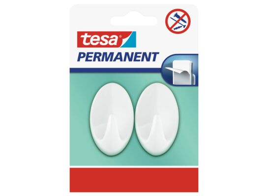 Haczyk permanentny, 2 sztuki "L", okrągły, biały, tesa