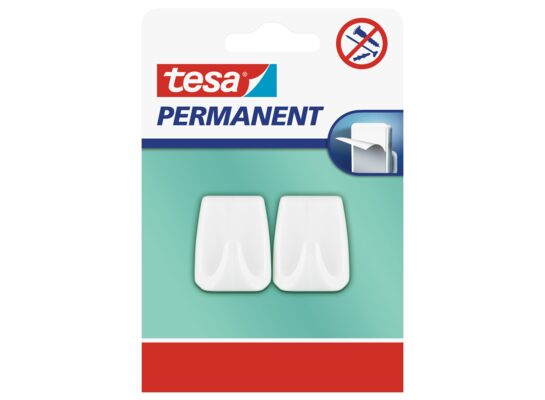 Haczyk permanentny, 2 sztuki "L", kwadratowy, biały, tesa