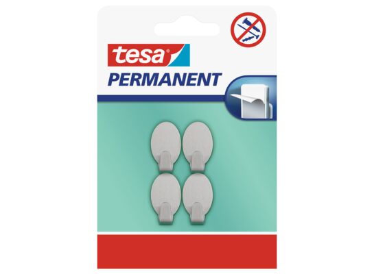 Haczyk permanentny, 4 sztuki "XS", okrągły, metalowy, tesa