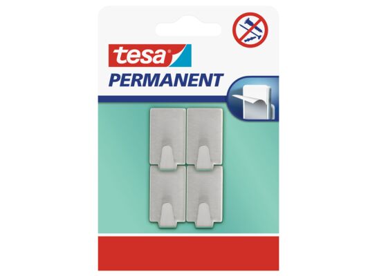 Haczyk permanentny, 4 sztuki "S", kwadratowy, metalowy, tesa