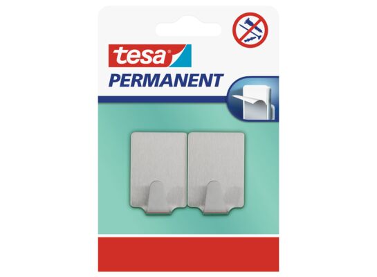 Haczyk permanentny, 2 sztuki "L", kwadratowy, metalowy, tesa