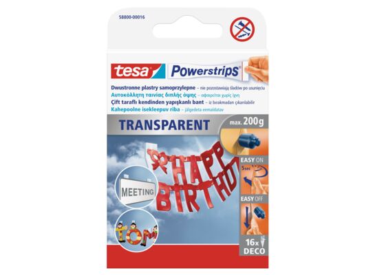 Plastry samoprzylepne, POWERSTRIPS, DECO, 16 sztuk, do 200 g, tesa