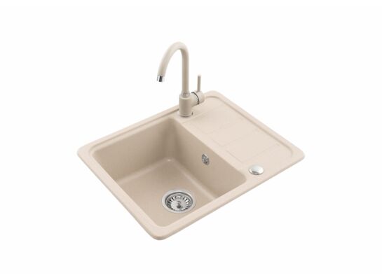 Zlewozmywak granitowy 1-komorowy z ociekaczem LEMON z baterią grafit