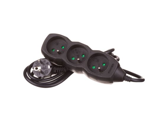 Przedłużacz 3 gniazda 1,5 m czarny