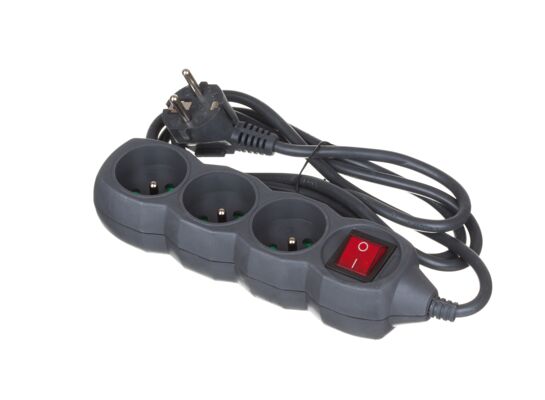 Przedłużacz 3 gniazda 1,5 m z wyłącznikiem czarny