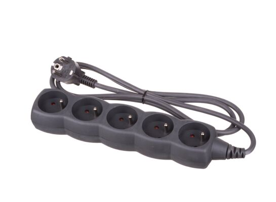 Przedłużacz 5 gniazd 1,5 m czarny