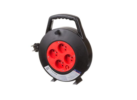 Przedłużacz bębnowy 4 gniazda 10 m 3 x 1,0 H05VV-F z wyłącznikiem termicznym IP20 czarny