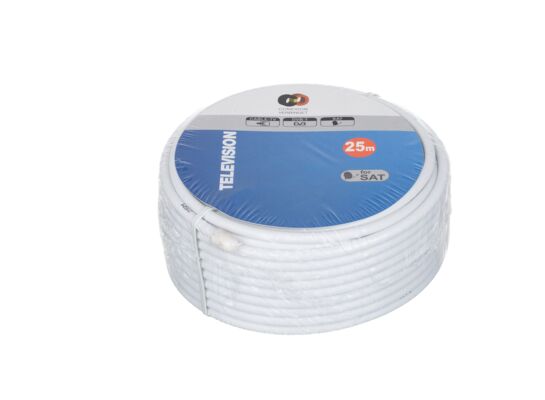 Przewód koncentryczny RG6 25 m biały podwójnie ekranowany