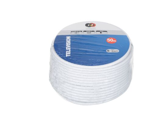 Przewód koncentryczny RG6 50 m biały podwójnie ekranowany