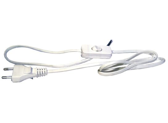 Przewód przyłączeniowy PVC 2 x 0,75 mm z wyłącznikiem 3 m biały