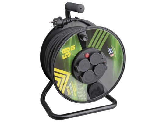 Przedłużacz zwijany gumowy 4 gniazda 3 x 1,5 50 m