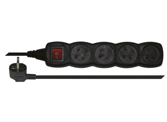 Przedłużacz z wyłącznikiem 4 gniazda 3 m czarny