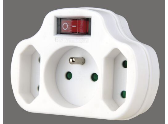 Rozgałęźnik 3x z wyłącznikiem biały