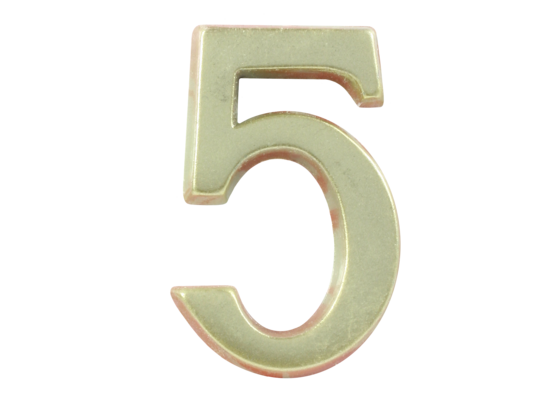 Cyfra 5, 5 cm ZnAl, nikiel-satyna