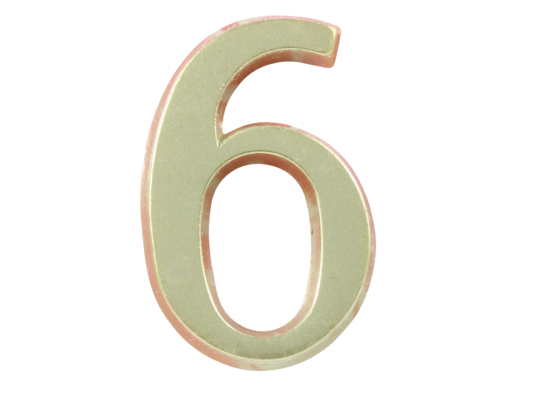 Cyfra 6/9, 5 cm ZnAl, nikiel-satyna