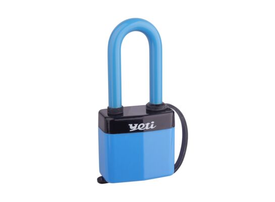 Kłódka lamelowa zatrzaskowa 41 długi pałąk w osłonie PCV