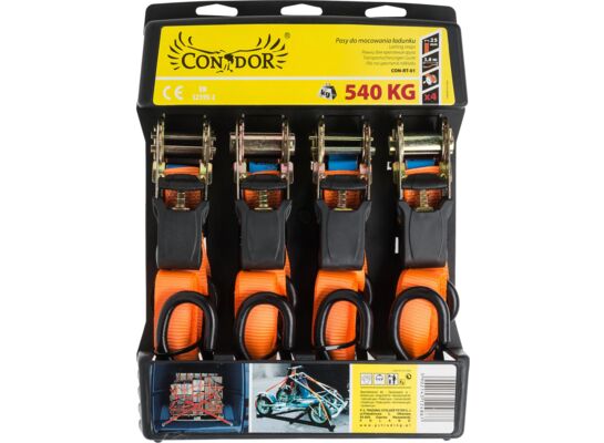 Pas do mocowania ładunku 25 mm L-3,8 m zestaw 4 sztuki Condor