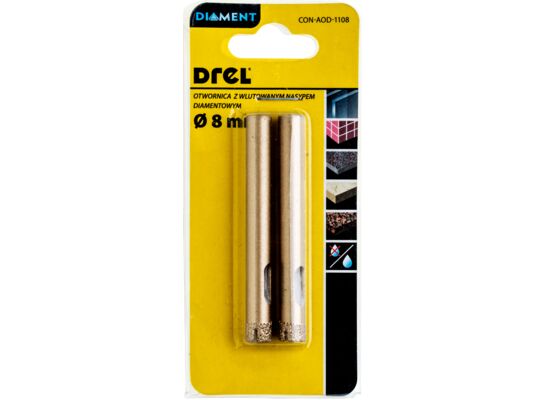 Otwornica z wlutowanym nasypem diamentowym 8 mm komplet 2 sztuki Drel