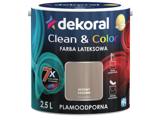 Farba lateksowa Clean&Color Beżowy Kaszmir 2,5 l Dekoral