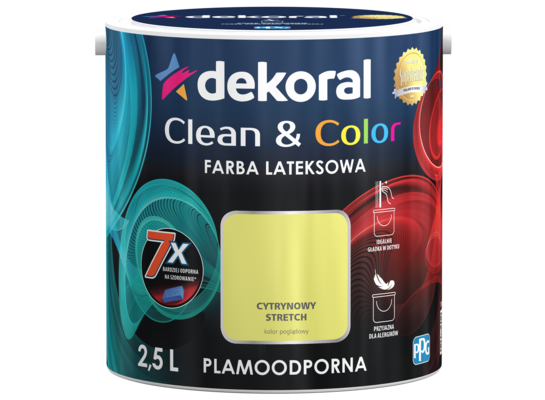 Farba lateksowa Clean&Color Cytrynowy Stretch 2,5 l Dekoral