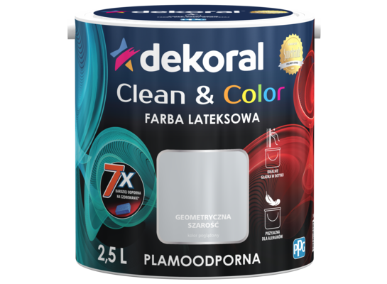 Farba lateksowa Clean&Color Geometryczna Szarość 2,5 l Dekoral