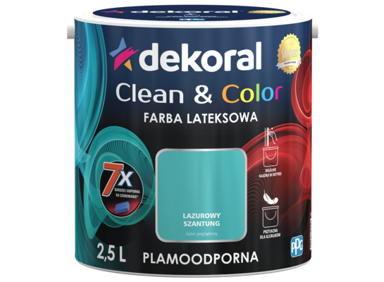 Farba lateksowa Clean&Color Lazurowy Szantung 2,5 l Dekoral