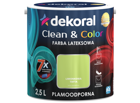 Farba lateksowa Clean&Color Limonkowa Tafta 2,5 l Dekoral