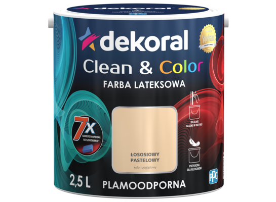 Farba lateksowa Clean&Color Łososiowy Pastelowy 2,5 l Dekoral