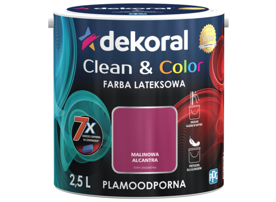 Farba lateksowa Clean&Color Malinowa Alcantra 2,5 l Dekoral